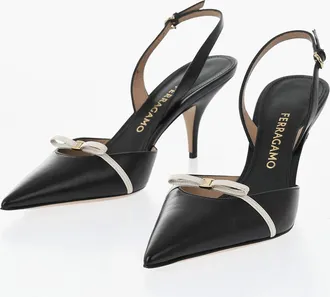 Ferragamo Leather Slingback GYLLA with Bow and 7 cm Heel Salvatore Ferragamo