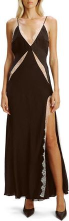 Bardot Orada Lace Inset Maxi Slipdress in Black at Nordstrom, Size 6