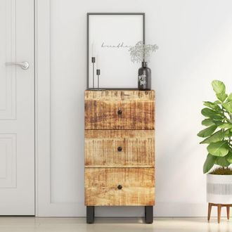 vidaXL Aparador Con 3 Cajones Hierro Madera Maciza Mango 40x33,5x75 Cm Vidaxl