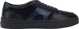 Santoni Schoenen, Heren, Blauw, 41 EU, Leer, Sneakers DBS