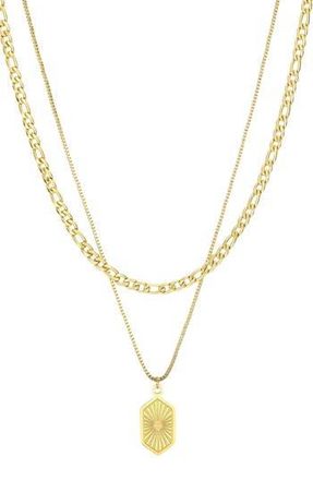 Adornia 18K Gold Plated Medallion Pendant Layered Necklace at Nordstrom Rack