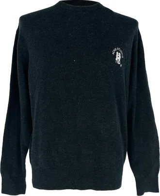 Acne Studios Kiza Logo-Embroidered Sweater in Black Nylon