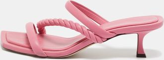 Jimmy Choo London Pink Leather Diosa Slide Sandals