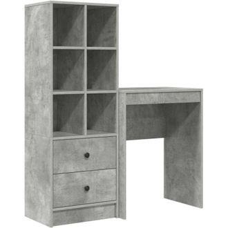 vidaXL Escritorio Con Almacenamiento Con Caj&oacute;n 2 Pcs Gris Concreto Vidaxl
