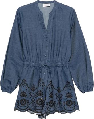 MC2 Saint Barth Lenny Chambray Morris Flow Short Dungarees - Dames - Korte kleedjes - Blauw - S - Katoen - Kleedjes