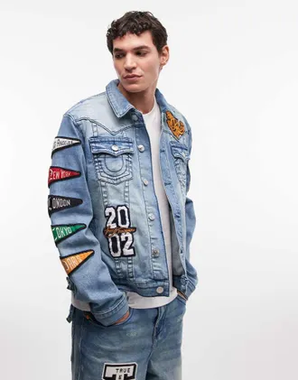 True Religion Jimmy - Giacca college lavaggio blu medio in coordinato