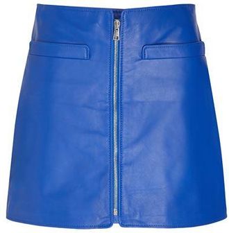 8 by YOOX LEATHER FULL ZIP-UP FRONT MINI SKIRT