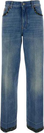 Valentino Straight Jeans, female, Blue, Size: W25 Floral Print Jeans