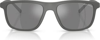 A|X Armani Exchange 56mm Pillow Sunglasses in Grey /Grey Mirror Silver at Nordstrom