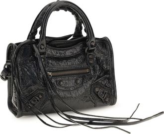 Balenciaga Womens Le City Nano Handbag Black Lamb Ovis Aries Handbags Hand Bags