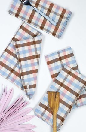 Archive New York Handwoven Classic Plaid Cotton Napkins, Set of 4 in Brown at Nordstrom