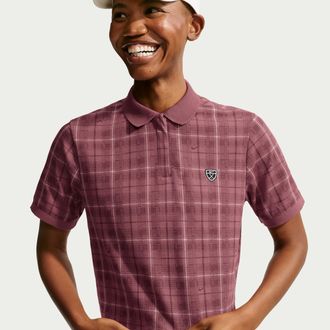 Nike Womens Fairway Fresh Dri-FIT Tartan Golf Polo in Red | IO0350-654