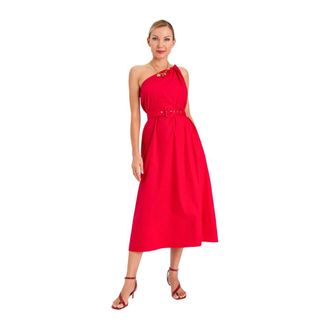 Twinset Midi Dresses, female, Red, Size: S Stretch Cotton Dress