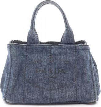 Prada Navy Denim Handbag Tote Bag (Pre-Owned)