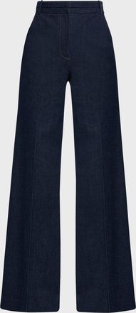 Veronica Beard Crue Wide-Leg Stretch Denim Pants