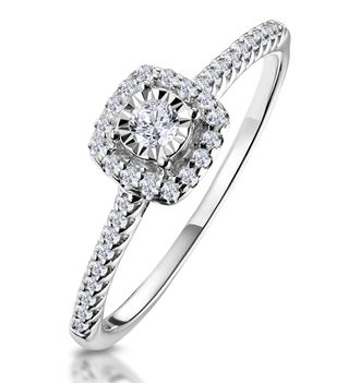 The Diamond Store Masami Lab Diamond Halo Engagement Ring 0.25ct Pave Set in 925 Sterling Silver