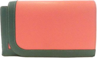 Herm&egrave;s Lime Pink Rose Azalee Epsom Leather Long Wallet (Bi-Fold) (Pre-Owned)