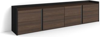 Skraut Home Skraut Home - Mueble Tv, Televisi&oacute;n, Muebles De Sal&oacute;n, Almacenaje, 207x35x50cm, Para Tv Hasta 80, Con Almacenamiento, Estilo Moderno, Roble Oscuro Y N