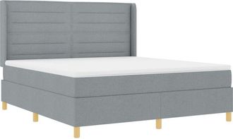 vidaXL Box Spring Bed with Mattress Light Grey 180 x 200 cm Fabric vidaXL