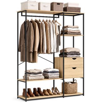 IDMarket Armadio Con Ripiani E 2 Cassetti L. 130 Cm Detroit Design Industriale