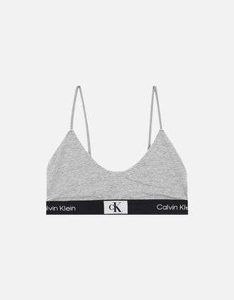 Calvin Klein Womens CK 1996 Unlined String Bralette, Grey Heather - Size: XL