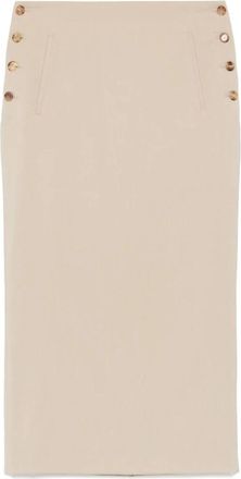 Moschino Tailored Twist Midi Rok - Dames - Midirokken - Beige - S - Wol - Rokken