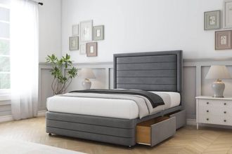 Sloomy Ashford Coniston Divan Set 4 Drawers-54 Headboard-Footboard in Dark Grey | Size: Double