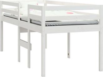 vidaXL Cama alta blanca madera maciza pino 75x190 cm Vidaxl