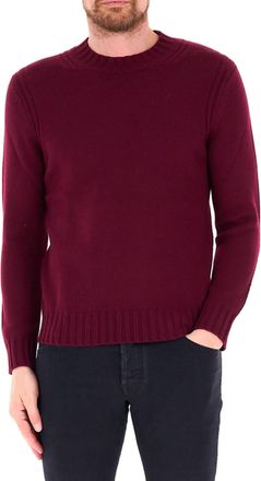Ballantyne Burgundy Classic Crew Neck Wool Sweater
