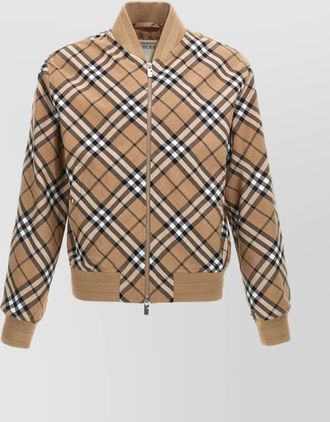 Burberry checked wool blend bomber jacket