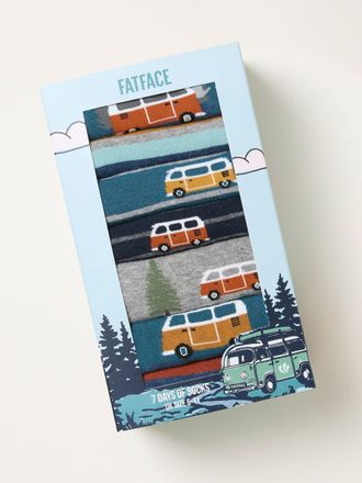 Fat Face FatFace Multi 7 Pack of Camper Stripe Socks in a Gift Box