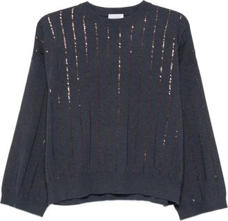 Brunello Cucinelli Maglione con decorazione - Blu