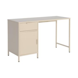 Sweeek Escritorio de acero laminado con 1 caj&oacute;n, beige