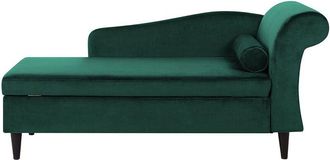 Beliani Beliani - Chaise Longue Tapizado En Terciopelo Verde Con Almacenamiento Versi&oacute;n Derecha Luiro
