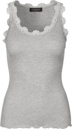 Rosemunde Womens Top With Lace Trim In Light Grey
