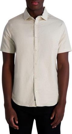 Karl Lagerfeld Karltooth Short Sleeve Shirt in Natural/White at Nordstrom Rack, Size Xx-Large