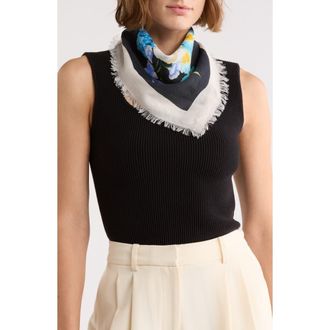 BCBGeneration Floral Cotton Square Scarf in Black Multi at Nordstrom Rack