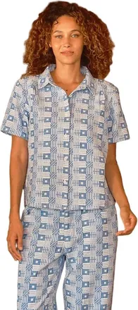Ace & Jig Winnie Button-up Foldover Collar Blouse in Lisbon at Nordstrom, Size Xx-Small