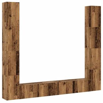 Berkfield Home Wall Mounted TV cabinets 6 pcs Old Wood Engineered Wood in Brown