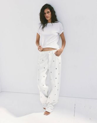 Mango Jeans diritti borchie bianco sporco - Donna - 36 - MANGO