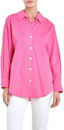 English Factory Oversize Cotton Button-Up Shirt in Fuchsia at Nordstrom Rack, Size X-Small