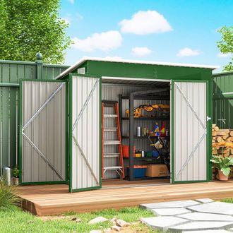 OUTSUNNY Outdoor Storage Shed, 7.5 x 4.3ft Metal Garden Shed in Green