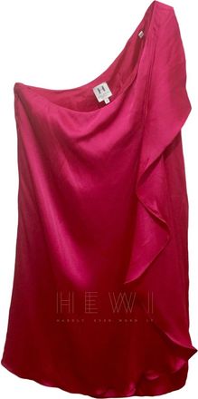 Halston Heritage Pink Silk One Shoulder Dress Size L