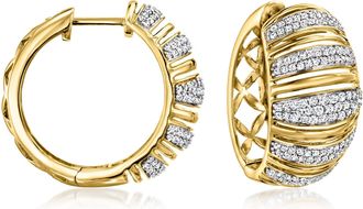 Ross-Simons Diamond Striped Hoop Earrings in 18kt Yellow Gold