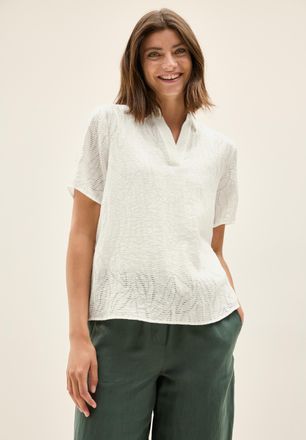 Cecil Hemdbluse CECIL, Damen, Gr. XXL (46), weiss (vanillewei&szlig;), Obermaterial: 75% Viskose, 25% Polyester, Strukturmuster, regular fit taillenbedeckt, Bluse