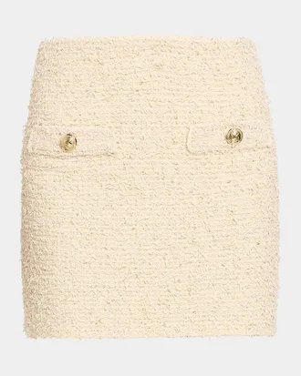 Balmain Fringed Tweed Knit Mini Skirt