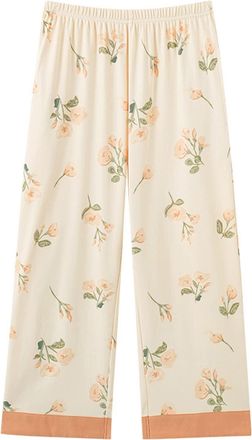 Generic Womens Pyjamas Bottoms 3/4 Womens Cute Shorts Three Quarters Sleepwear Bottoms Loose Fit Cropped Pants Breathable Knit Shorts For Nightwear Lounge Cap