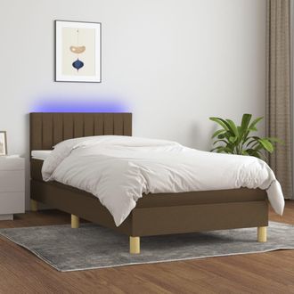 vidaXL Cama Box Spring Con Colch&oacute;n Led Tela Marr&oacute;n Oscuro 100x200 Cm Vidaxl