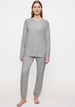 Triumph Schlafanzug TRIUMPH Endless Comfort PK 01 LSL, Damen, Gr. 36, grau (dunkelgrau melange), Single Jersey, Obermaterial: 50% Baumwolle, 50% Modal, bequem