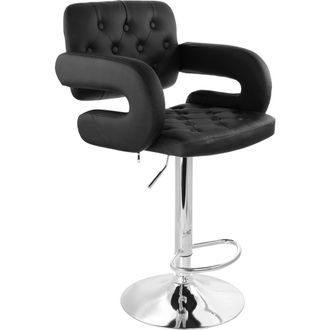 Elama Faux Leather Tufted Bar Stool with Adjustable Height in Black at Nordstrom
